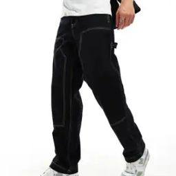 Baggy Fit Carpenter Trousers with Contrast Stitch-image-83