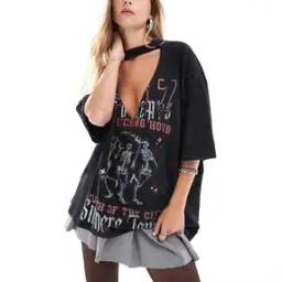 Printed Oversized Cut-Out T-Shirt-image-5
