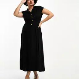 Curve Linen Shirt Midi Dress with Pin Tucks-image-42