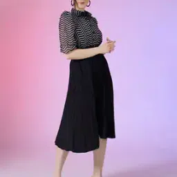 Women Chevron Print Fit & Flare Dress-image-72