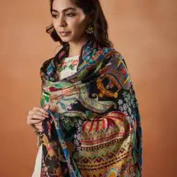 Women Paisley Print Stole with Contrast Border-7