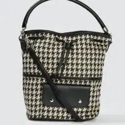 fig Women Houndstooth Print Bucket Bag-picture-17