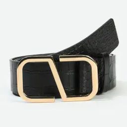 Women Croc-Embossed Belt with Buckle Closure-picture-40