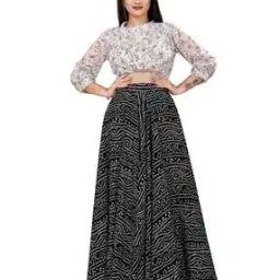 Women Bandhani Print Flared Maxi Skirt-picture-18