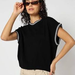 Women Contrast Tipping Boxy Fit Sweater-39