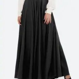Women Pleated Flared Maxi Skirt-image-56