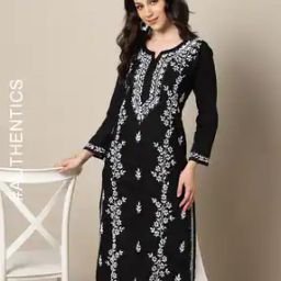 Women Hand Embroidered Lucknowi Chikankari Straight Kurta-image-70