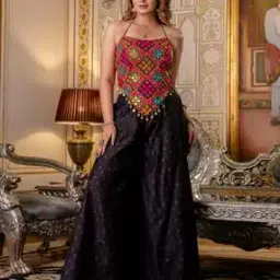 tanuka Women Embroidered 2-Piece Top & Palazzos Set-picture-22