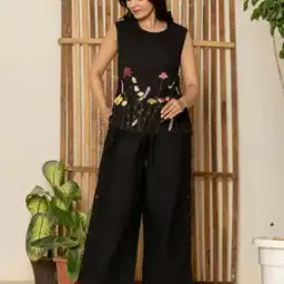 Women Embroidered Top & Palazzos Co-Ord Set-image-31