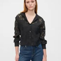 Women Floral Lace Relaxed Fit Shirt-image-77