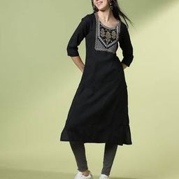 Women Straight Kurta with Embroidered Yoke-image-17