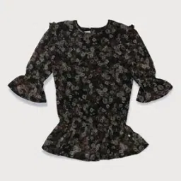 Floral Print Top with Flounce Hem-image-36
