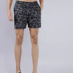 Skull Print Flat-Front Shorts-image-0