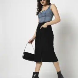 Women High-Rise Corduroy Skirt-picture-14