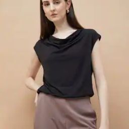 Women Regular Fit Cowl Neck Top-image-2