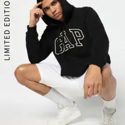Men Brand Print Regular Fit Hoodie with Kangaroo Pocket-image-97