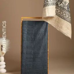 Handloom Tussar Madhubani Block Printed Unstitched Top Dupatta Set-image-2