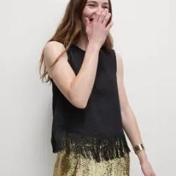 Textured Round Neck Tassel Blouse-image-20