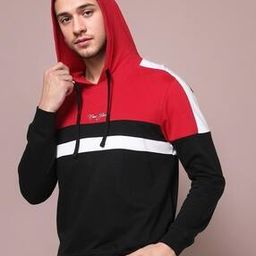 Colorblock Slim Fit Hooded Full-Sleeve T-shirt-image-53