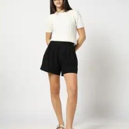 Women Solid Regular Fit Shorts-image-2