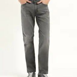 Men Lightly Washed Mid-Rise Slim Black Jeans-image-27