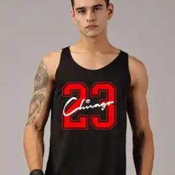 Men Numeric Print Round-Neck Vest-image-5