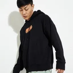 Men Typographic Print Loose Fit Hoodie with Kangaroo Pocket-image-15