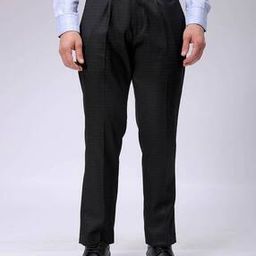 Men Checked Mid-Rise Relaxed Fit Single-Pleat Trousers-image-24