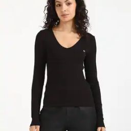 Slim Essential Rib V-Neck T-Shirt-image-11