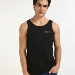 Men Sleeveless Vest with Logo Print-image-88