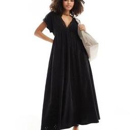 Broderie V-Neck Fit & Flare Maxi Dress-image-39