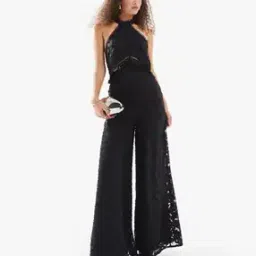 Jacquard Halter-Neck Wide-Leg Jumpsuit-image-44