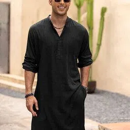 Men Regular Fit Long Kurta Full Sleeves-image-109