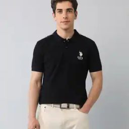 Men Logo Print Slim Fit Polo T-Shirt-image-1