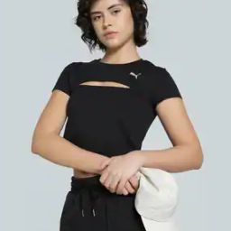 Women Wardrobe Essentials Slim Fit Cut-Out Crop Crew-Neck T-Shirt-image-22