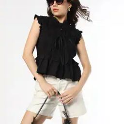 Women Relaxed Fit Ruffled Top-image-90