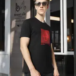 Men Logo Print Regular Fit Crew-Neck T-Shirt-image-63