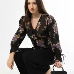Women Floral Print Regular Fit V-Neck Shirt-image-82