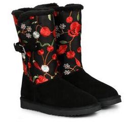 Women Embroidered Ankle-Length Boots with Buckle Fastening-picture-50