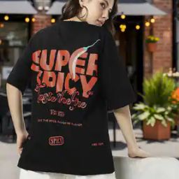 Women Typographic Print Oversized Crew-Neck T-Shirt-image-9