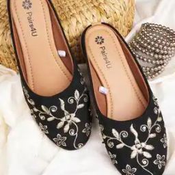 Women Embroidered Round-Toe Mules-image-1