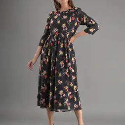 Women Floral Print A-Line Dress-image-85
