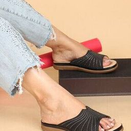 Flat Sandals with Faux leather upper-image-6