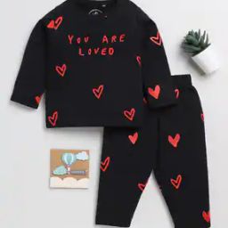 Girls Heart Print T-Shirt & Pyjamas Set-21