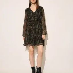 only Women's Abstract Fit and Flare Black Dress-picture-15