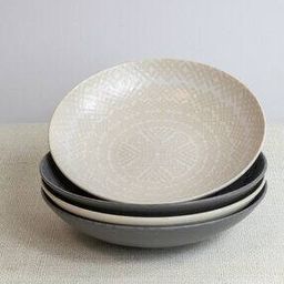 Set of 4 Embossed Stoneware Coupe 22cm Bowl Set-37