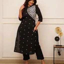 Women Embroidered Straight Kurta & Pants Set-image-102