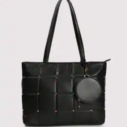 Women Quilted with Rivet Detail Tote Bag-image-52