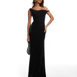 Women Twist Shoulder with Lace-Up Back Maxi Dress-image-79