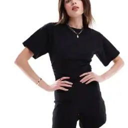 Crew-Neck Playsuit with Ruched Sides-picture-51